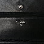 Lambskin Quilted Wallet On Chain WOC Black