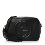 Pebbled Calfskin Small Soho Disco Bag Black