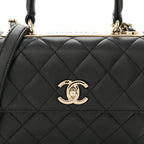 Lambskin Quilted Mini Trendy CC Dual Handle Flap Bag Black