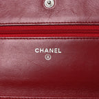 Lambskin Camellia Embossed Wallet on Chain WOC Red