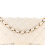 Caviar Quilted Medium Double Flap White