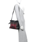 X ALBERS Nappa Calfskin Medium Flamenco Knot Clutch Black Burgundy