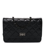 Glazed Aged Calfskin Reissue Wallet On Chain WOC So Black