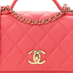Caviar Quilted Small Business Affinity Flap Coral