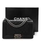 Caviar Quilted Medium Boy Flap Black