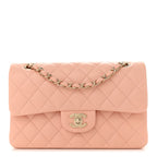 Lambskin Quilted Small Double Flap Light Orange