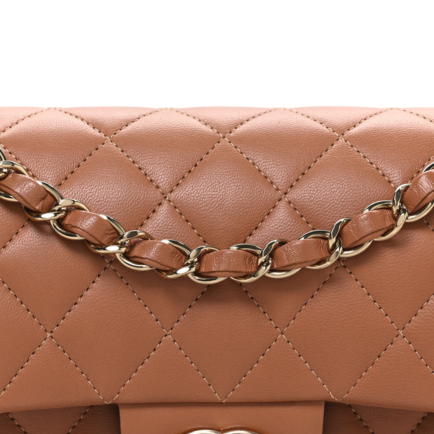 Lambskin Quilted Small Double Flap Brown