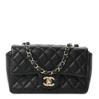 Lambskin Quilted Mini Rectangular Flap Black