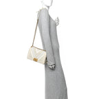 Caviar Suede Calfskin Chevron Medium Boy Flap White