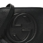 Pebbled Calfskin Small Soho Disco Bag Black