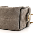 Suede Quilted Mini Chanel 25 Handbag Dark Grey