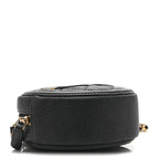 Caviar Quilted Round Filigree Crossbody Black
