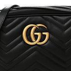 Calfskin Matelasse Small GG Marmont Chain Shoulder Bag Black
