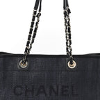 Mixed Fibers Calfskin Small Deauville Tote Black