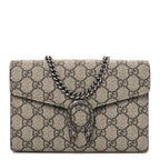 GG Supreme Monogram Mini Dionysus Chain Wallet Beige Taupe