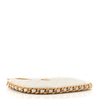 Shiny Crumpled Lambskin Quilted Trendy Chain Around Hobo White