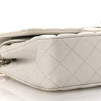 Caviar Quilted Medium Double Flap White