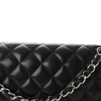 Lambskin Quilted Jumbo Double Flap Black