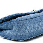 Denim Quilted Medium Double Flap Blue
