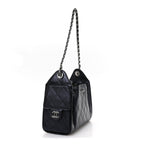 Metallic Caviar Quilted Mini Chanel 25 Handbag Dark Blue