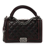 Goatskin Quilted New Medium Boy Handle Flap Burgundy