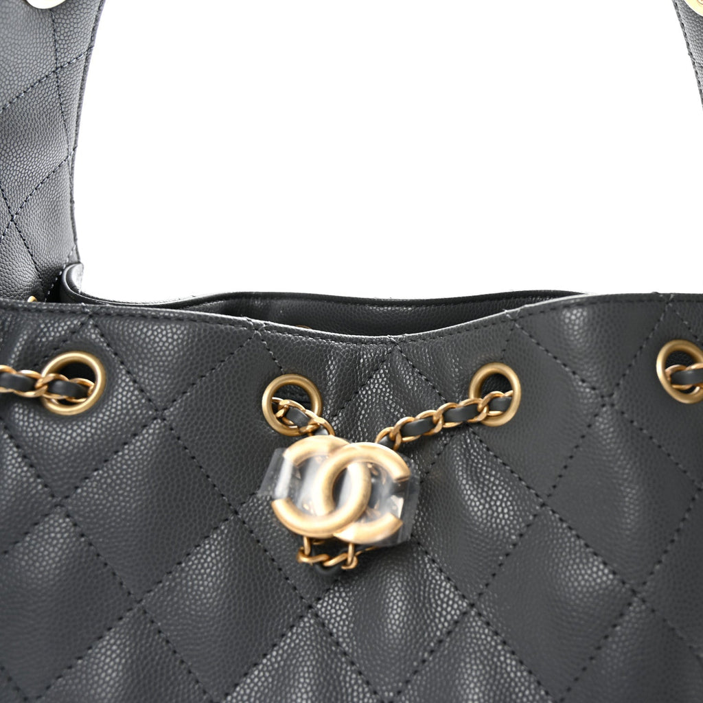 Caviar Quilted Small Chanel 25 Handbag Dark Grey
