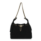 Suede Quilted Small Chanel 25 Handbag Black