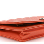 Caviar Quilted Boy Wallet On Chain WOC Orange