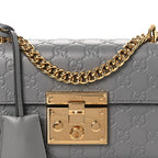 Guccissima Small Padlock Shoulder Bag Grey