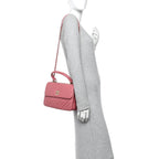 Lambskin Chevron Quilted Small Trendy CC Dual Handle Flap Bag Rosewood