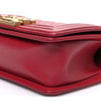 Lambskin Quilted Small Boy Flap Dark Red