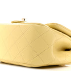 Lambskin Quilted Mini Square Flap Light Yellow