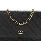 Caviar Quilted Wallet on Chain WOC Black