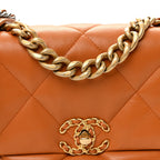 Lambskin Quilted Medium Chanel 19 Flap Light Brown