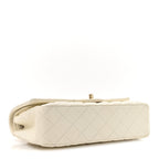 Caviar Quilted Medium Double Flap White