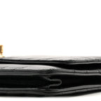 Lambskin Chevron Quilted Trendy CC Wallet On Chain WOC Black