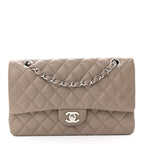 Caviar Quilted Medium Double Flap Taupe