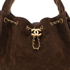Suede Quilted Small Chanel 25 Handbag Dark Brown