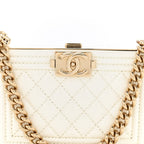 Patent Calfskin Boy Minaudiere White