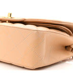 Caviar Quilted Small Double Flap Beige