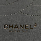 Caviar Quilted Jumbo Double Flap Grey