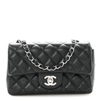 Lambskin Quilted Mini Rectangular Flap Black