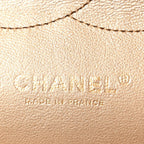 Metallic Lambskin Quilted Jumbo Double Flap Khaki