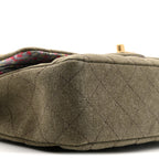 Canvas Quilted Coco Cuba Charms Medium Double Flap Khaki