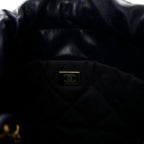 Shiny Calfskin Quilted Mini Chanel 22 Navy Blue