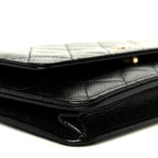 Caviar Quilted Wallet on Chain WOC Black