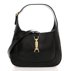 Boarded Dyana Lux Calfskin Small Jackie 1961 Hobo Black