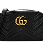 Calfskin Matelasse Small GG Marmont Chain Shoulder Bag Black