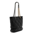 Lambskin Quilted Chanel 19 Shopping Bag Black