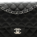 Caviar Quilted Medium Double Flap Black